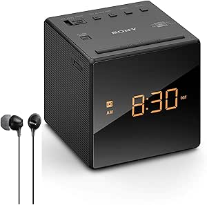 Sony Sont ICF-C1 Alarm Clock Radio MDREX-15LP Earbuds Renewed
