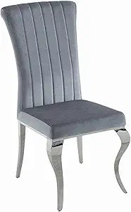 Misc Cabriole Metal Dining Chairs - Set of 4, Gray & Chrome