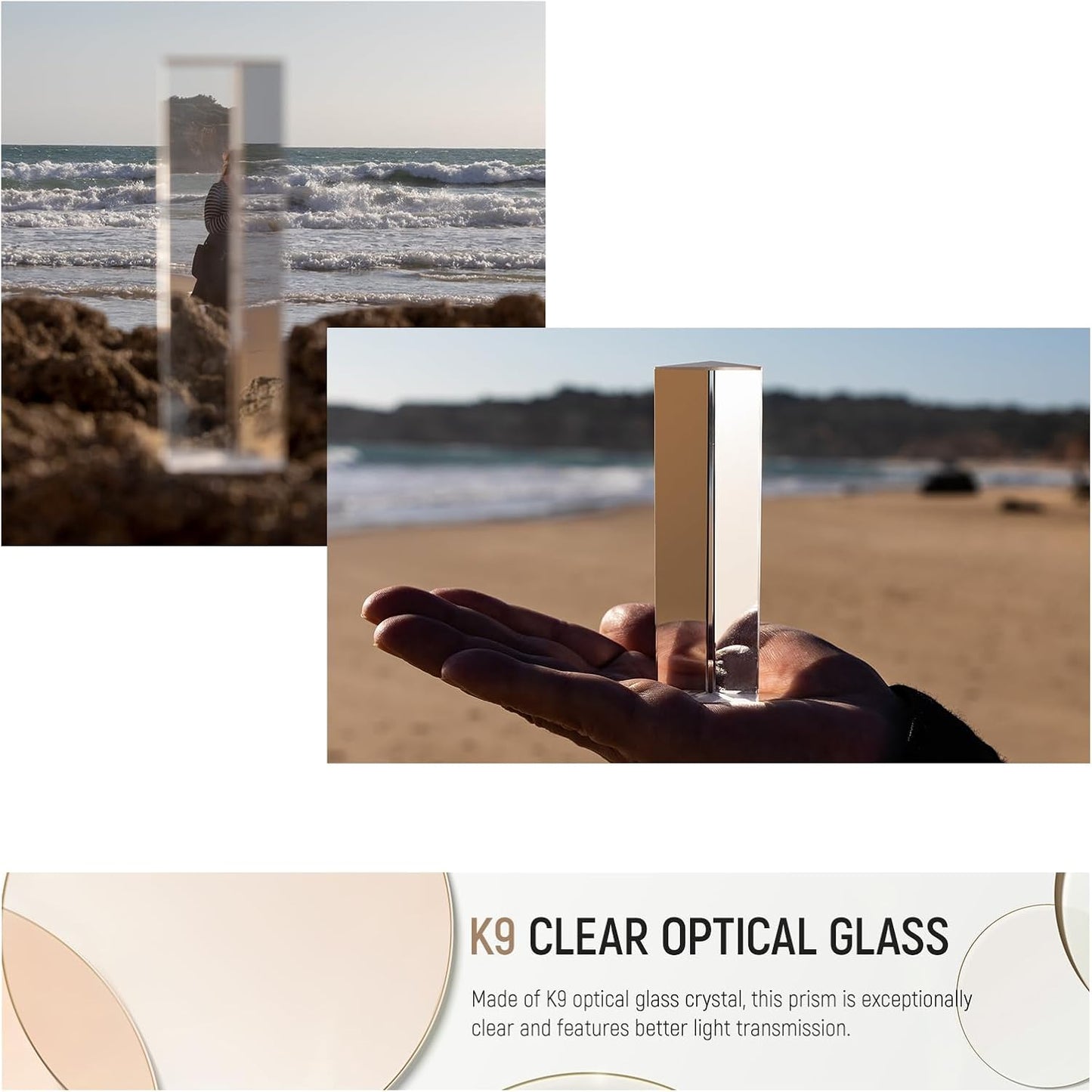 Neewer 6 Inch Triangular Prism Set K9 Crystal Glass