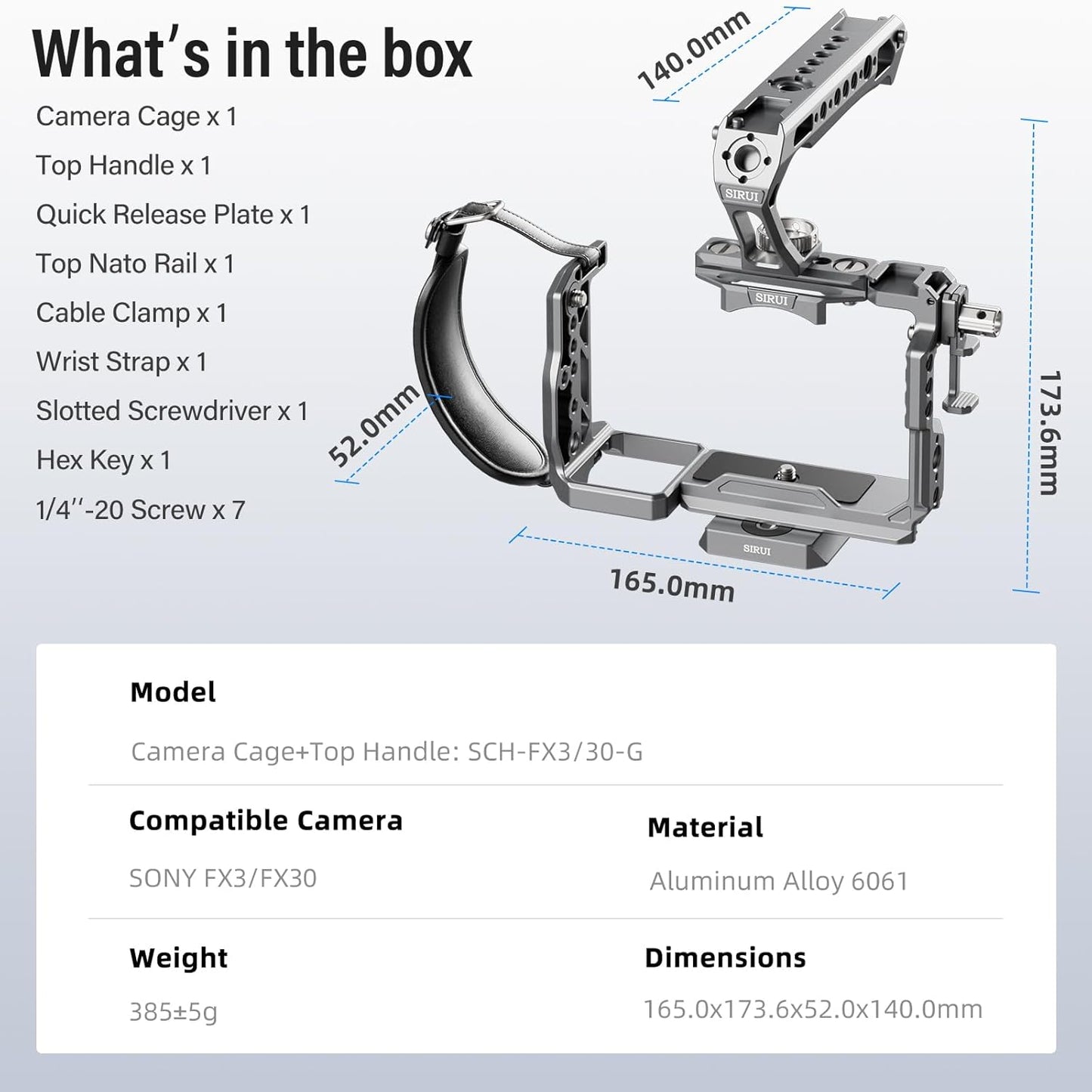 Sirui SCH-FX3/30-G Sony FX3 FX30 Camera Cage Kit Handle