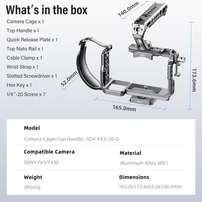 Sirui SCH-FX3/30-G Sony FX3 FX30 Camera Cage Kit Handle