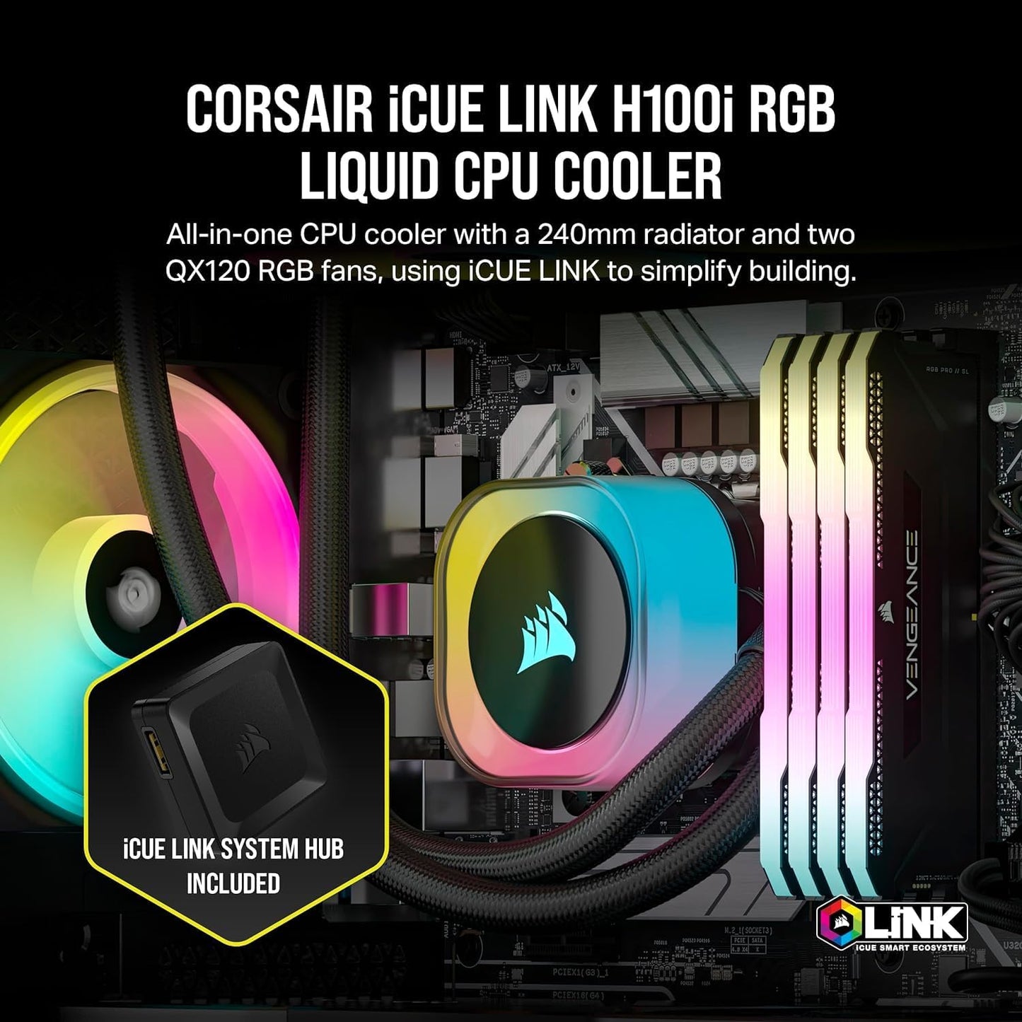 Corsair CW-9061001-WW iCUE Link H100i RGB CPU Cooler