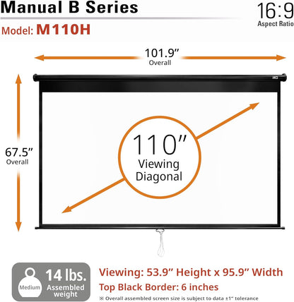 Elite Screens M110H Manual B 110-Inch Projector Screen
