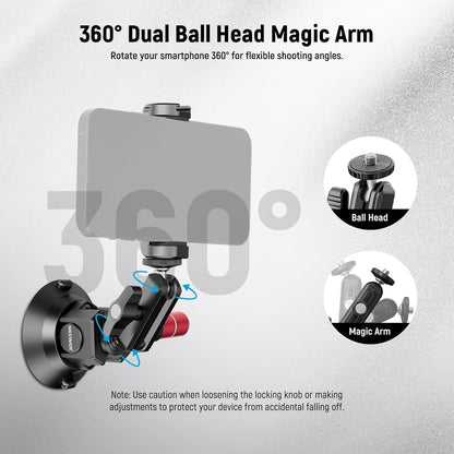 Neewer 10104421 Suction Cup Camera Mount with Magic Arm