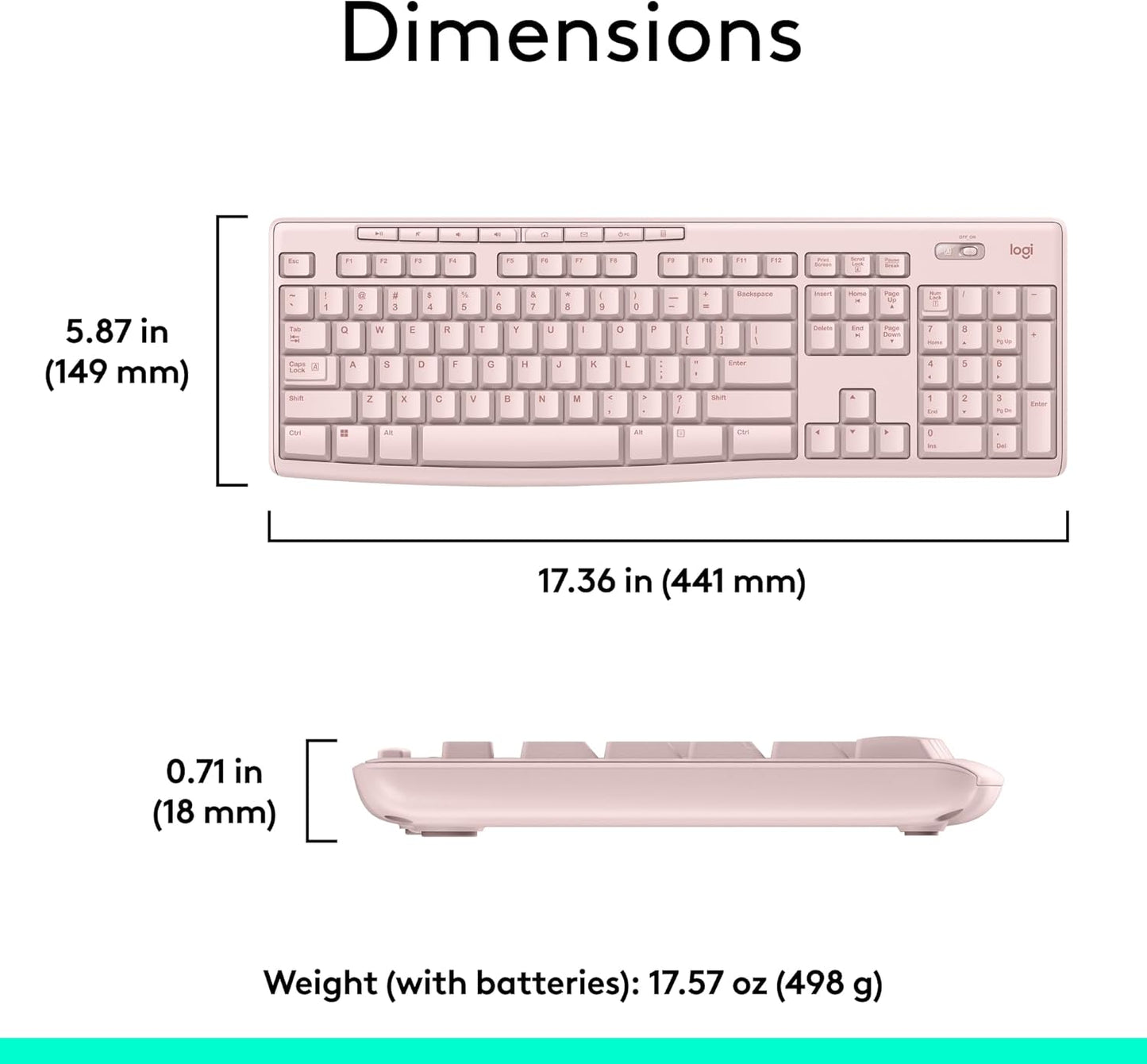 Logitech 920-013289 K270 Rose Wireless Keyboard