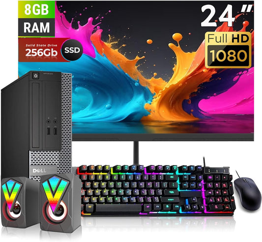 Dell 3010 i3 Desktop PC 24" Monitor Bundle Renewed