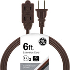 GE 51932 3-Outlet Extension Cord - 6 Ft, Brown, Safety Covers