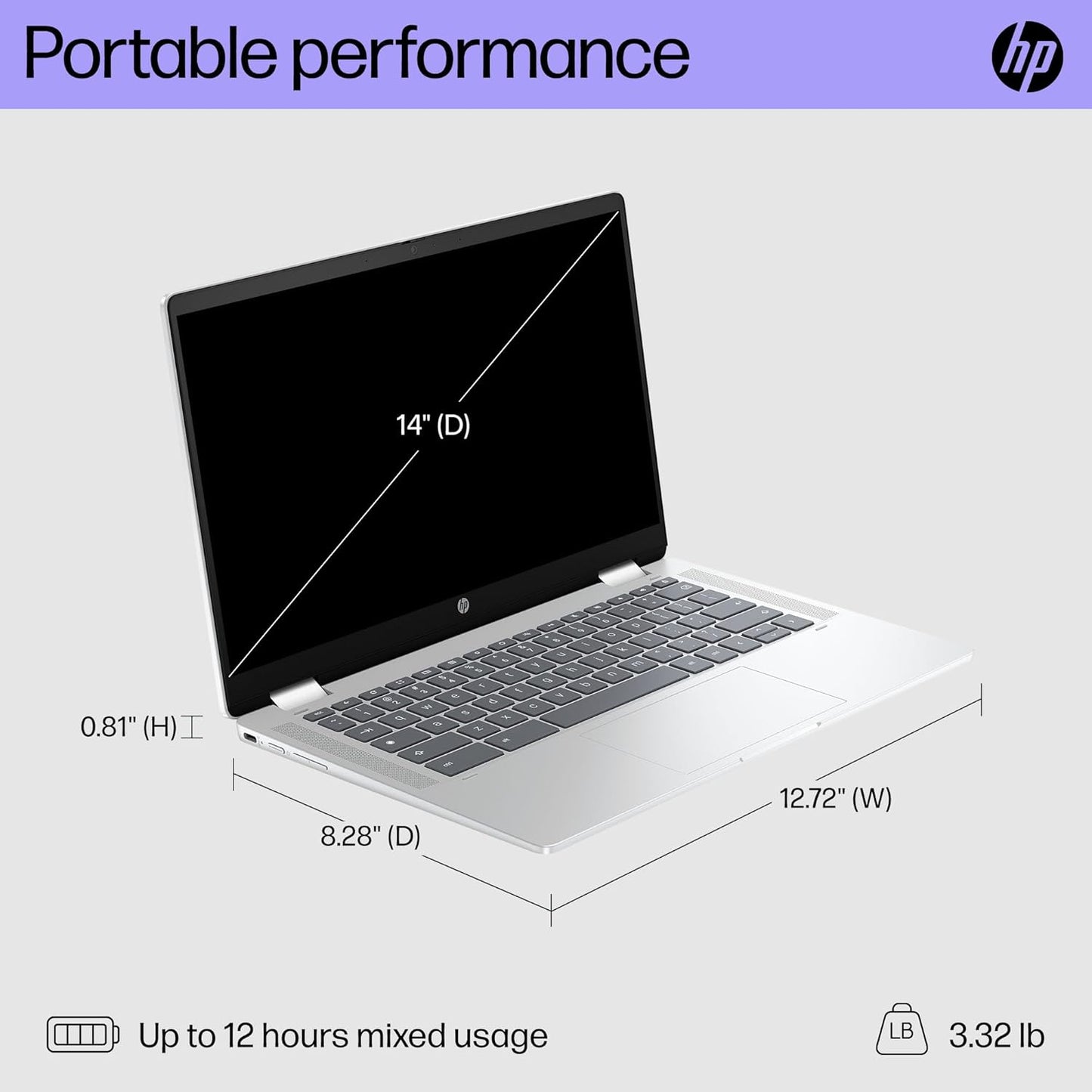 HP 9P9X3UA#ABA Chromebook x360 14" - HD Touchscreen Laptop 2024