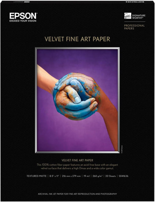 Epson S041636 Velvet Fine Art Paper 8.5x11 Matte