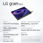 LG 16T90Q-K.ADB8U1 Gram 2-in-1 Tablet Laptop i7 16GB 2TB SSD