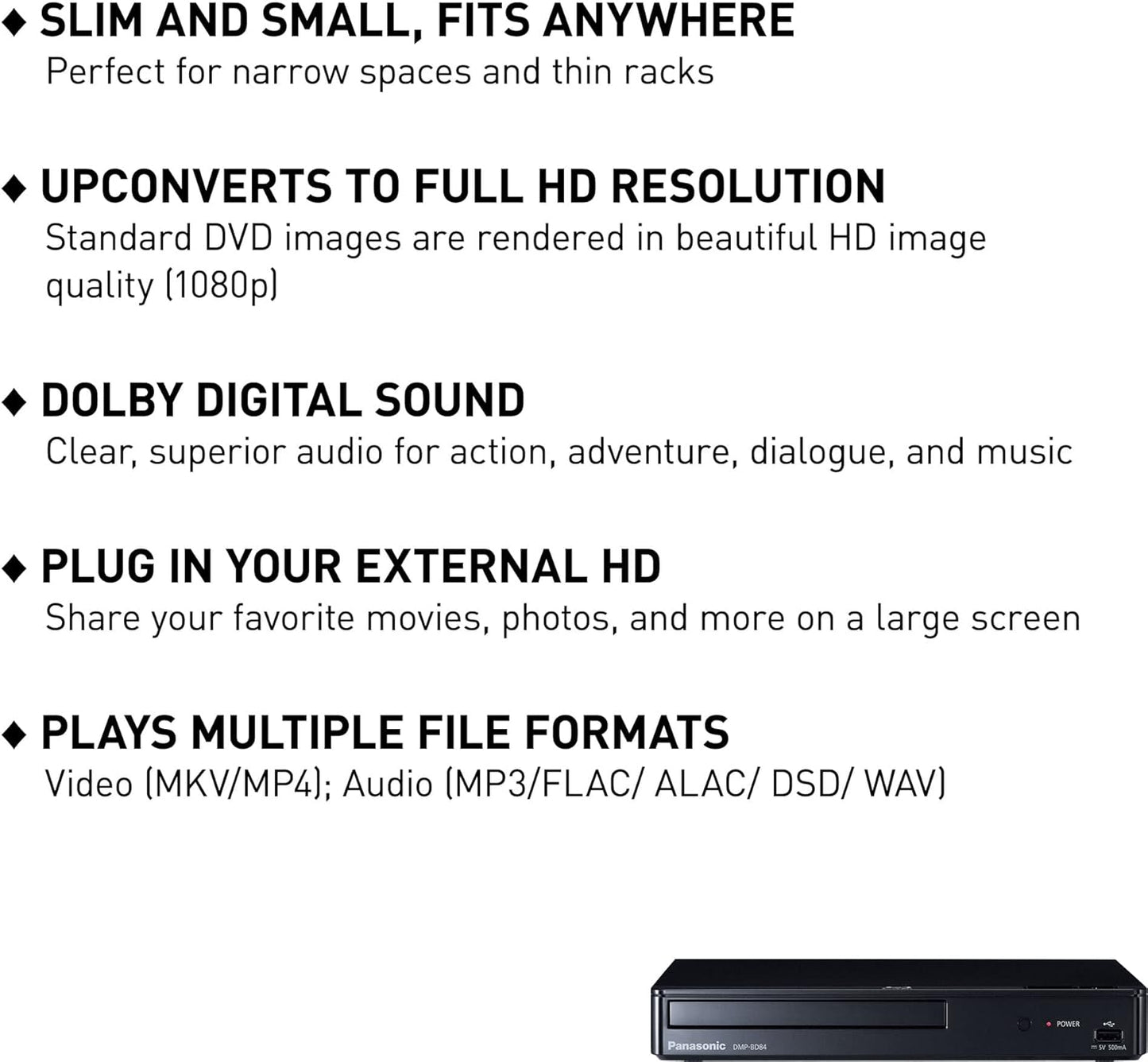 Panasonic DMP-BD84P-K Blu-Ray DVD Player Full HD Dolby