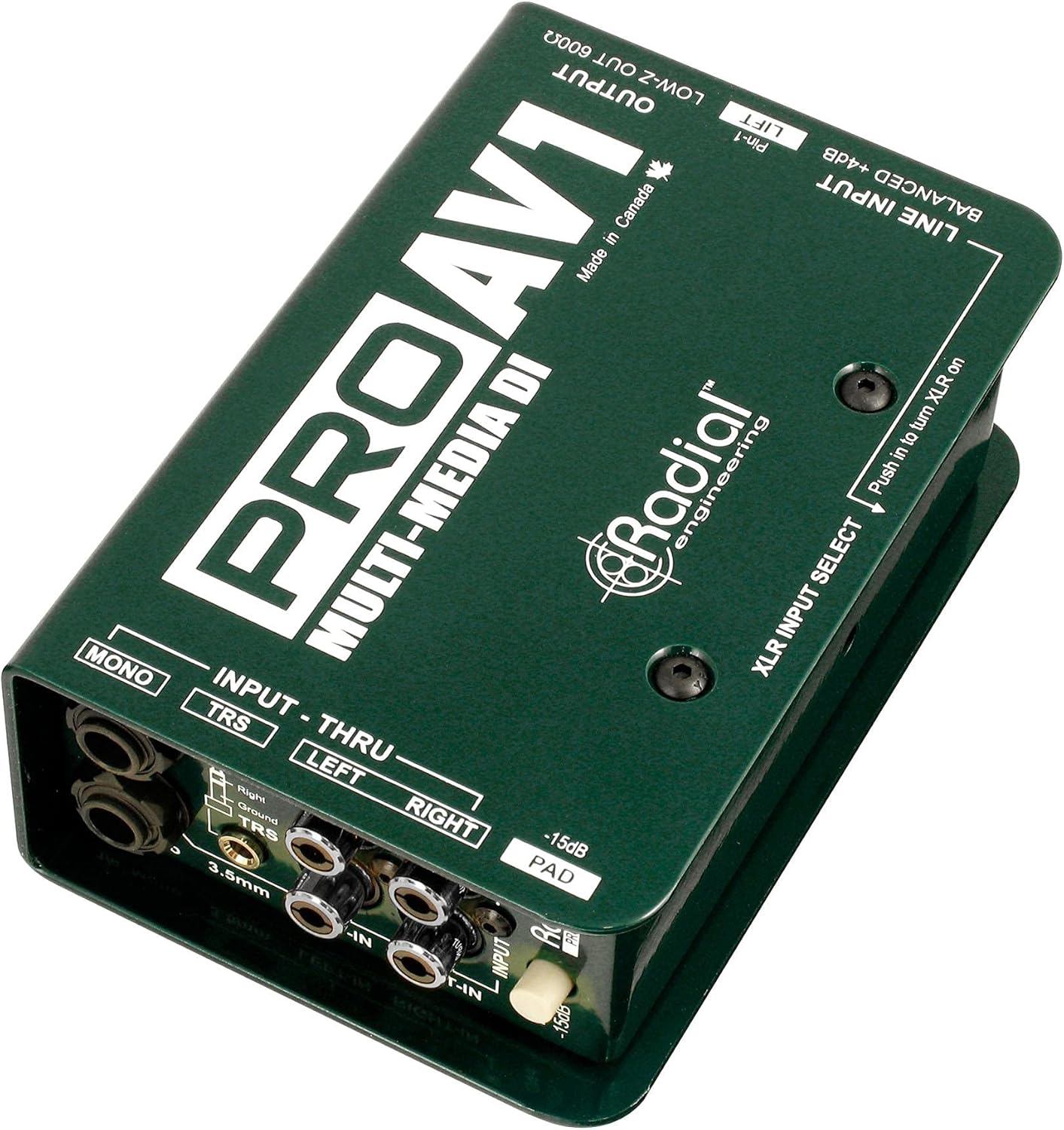 Radial Engineering ProAV1 DI Box Bundle XLR TRS Cables