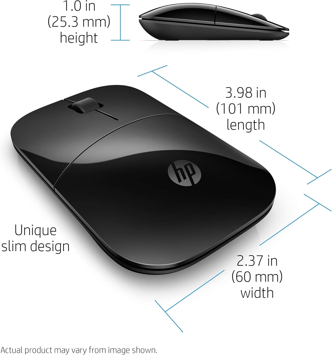 HP Z3700 Wireless Mouse - Black, Ergonomic & Accurate