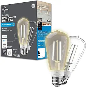 GE CLEDST196LDGF-2T CYNC Smart Edison LED Bulb 2-Pack