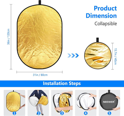 Neewer 10071555 5-in-1 31"x47" Photography Reflector
