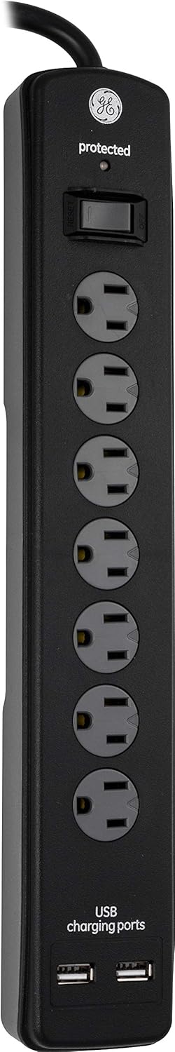 GE 33664 Pro 7-Outlet Surge Protector USB