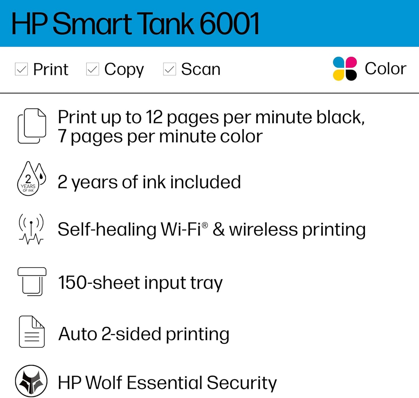 HP Smart Tank 6001 Wireless All-in-One Printer