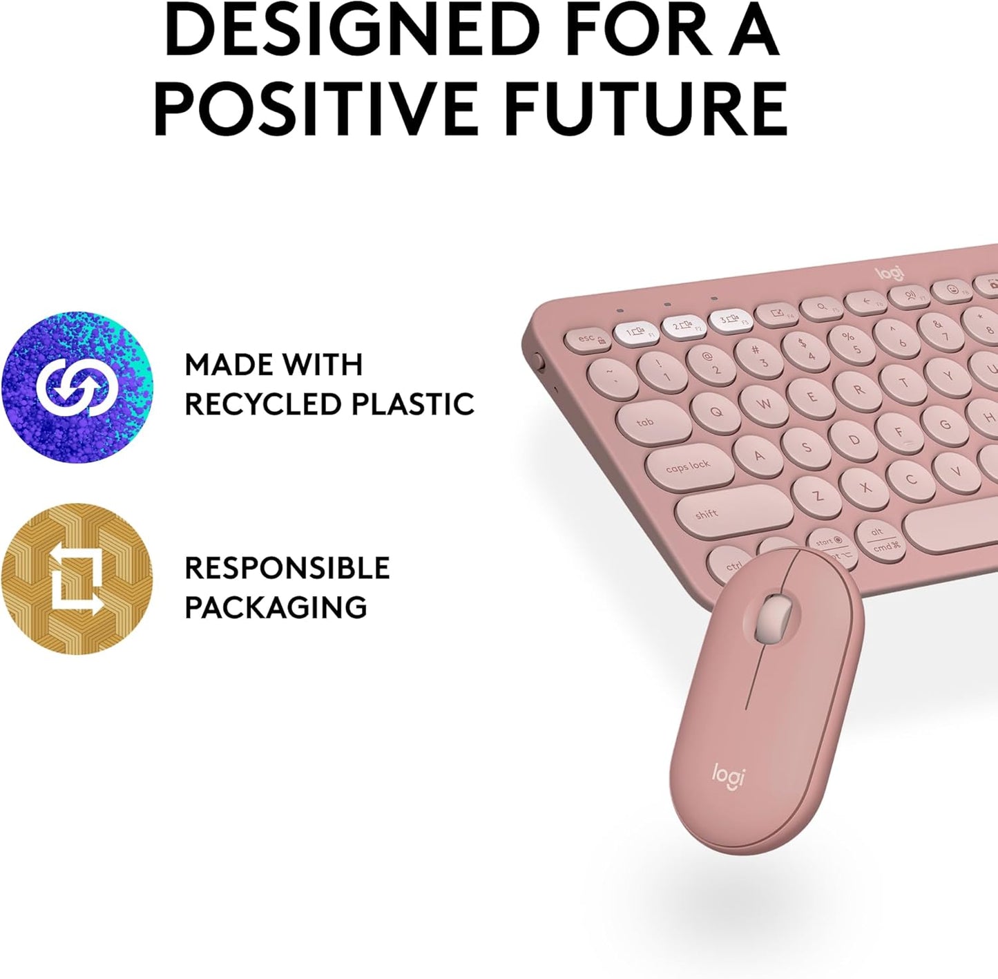 Logitech 920-012199 Pebble 2 Combo Rose Wireless Keyboard & Mouse