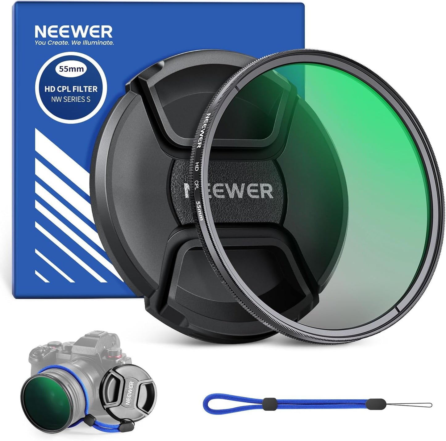 Neewer 10104875 55mm CPL Filter Polarizing Lens Cap