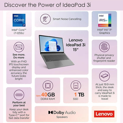 Lenovo IdeaPad 3 Touch i7 Laptop 40GB 1TB SSD
