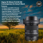 Sigma SIG585965 18-50mm F2.8 Sony E-Mount Lens Bundle