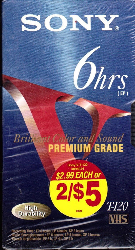 Sony t-120ve 6 Hour VHS Tape - New