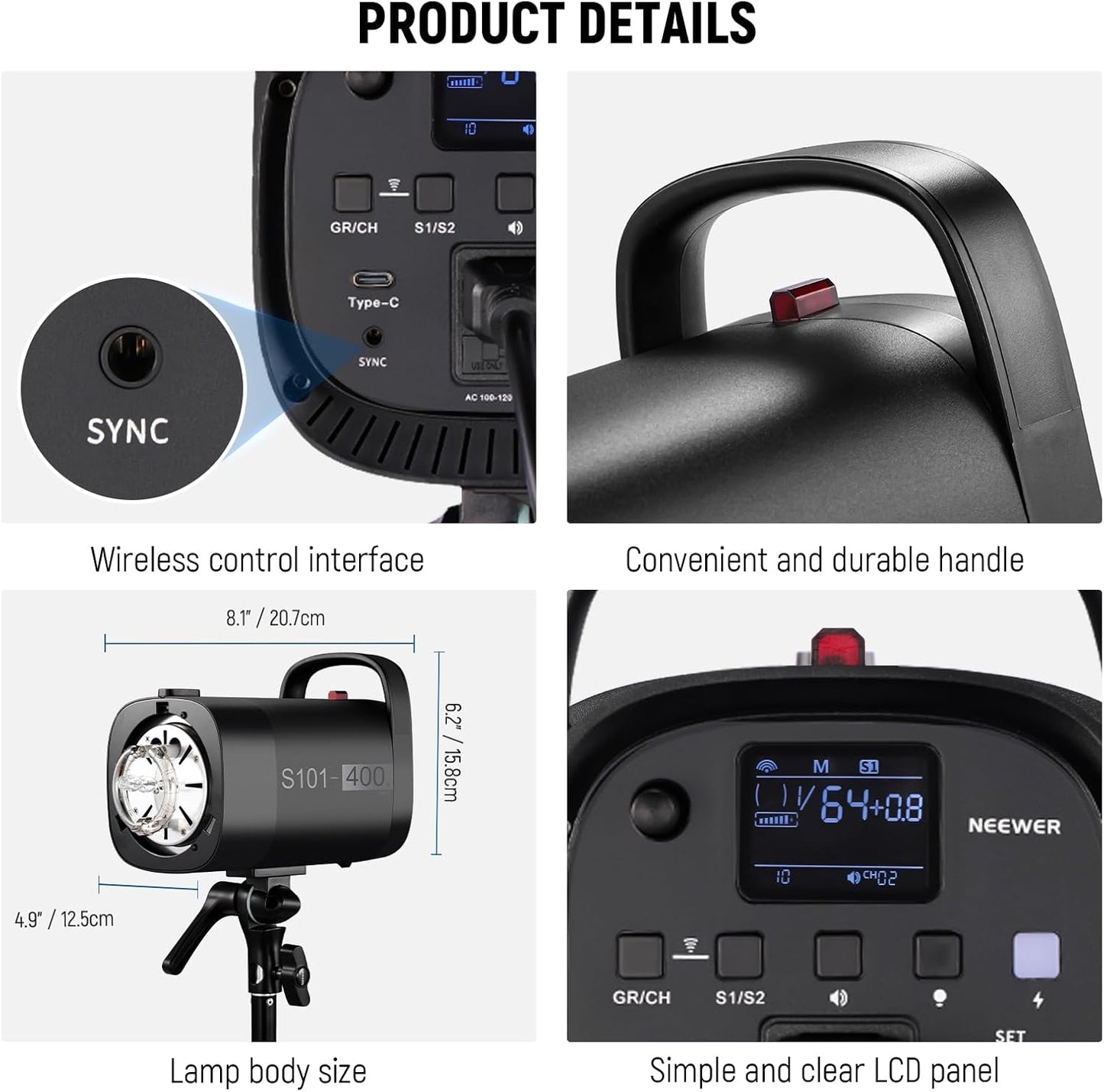 Neewer S101-400W PRO 800Ws Studio Monolight Flash Kit