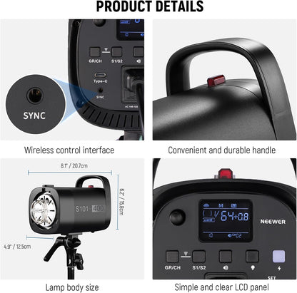 Neewer S101-400W PRO 800Ws Studio Monolight Flash Kit
