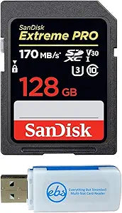 SanDisk 128G_SD_Extreme_Pro_R6 128GB SD Card 4K V30 Bundle