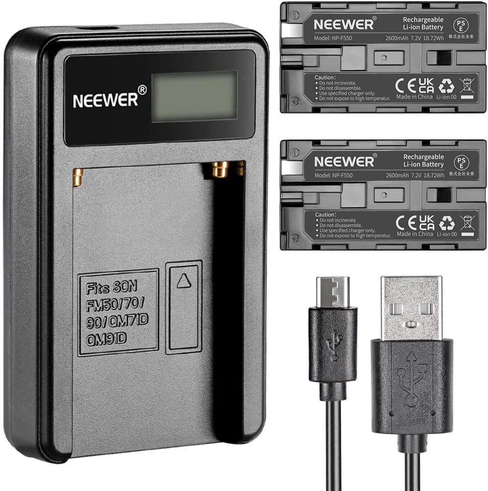 Neewer - NP-F550 Battery Charger Set - 2600mAh Batteries