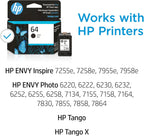 HP 64 Black Ink Cartridge N9J90AN Instant Ink Eligible