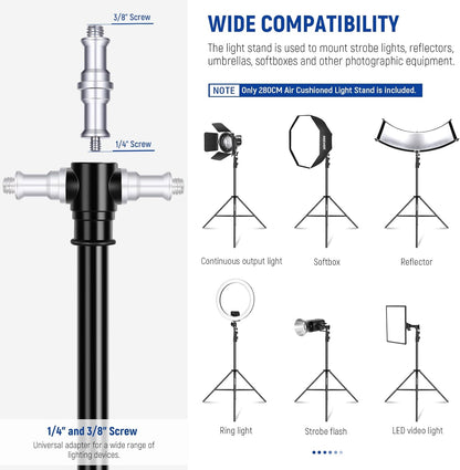 Neewer ST-280AC 9.2ft Air Cushioned Heavy Duty Light Stand