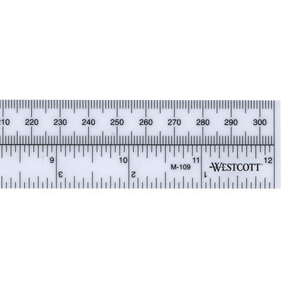 Westcott M-109 Metric/Inch Ruler 30cm Opaque