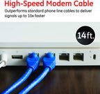 GE 35288 RJ11 High Speed Modem Cable - 14ft Blue