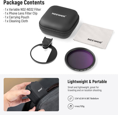 Neewer 10103982 67mm Clip On Variable ND Filter Kit