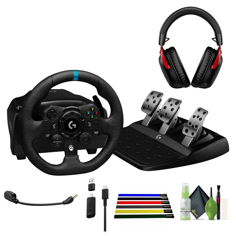 Logitech G923 Racing Wheel Pedals + HyperX Cloud III Wireless Headset Bundle — main product image