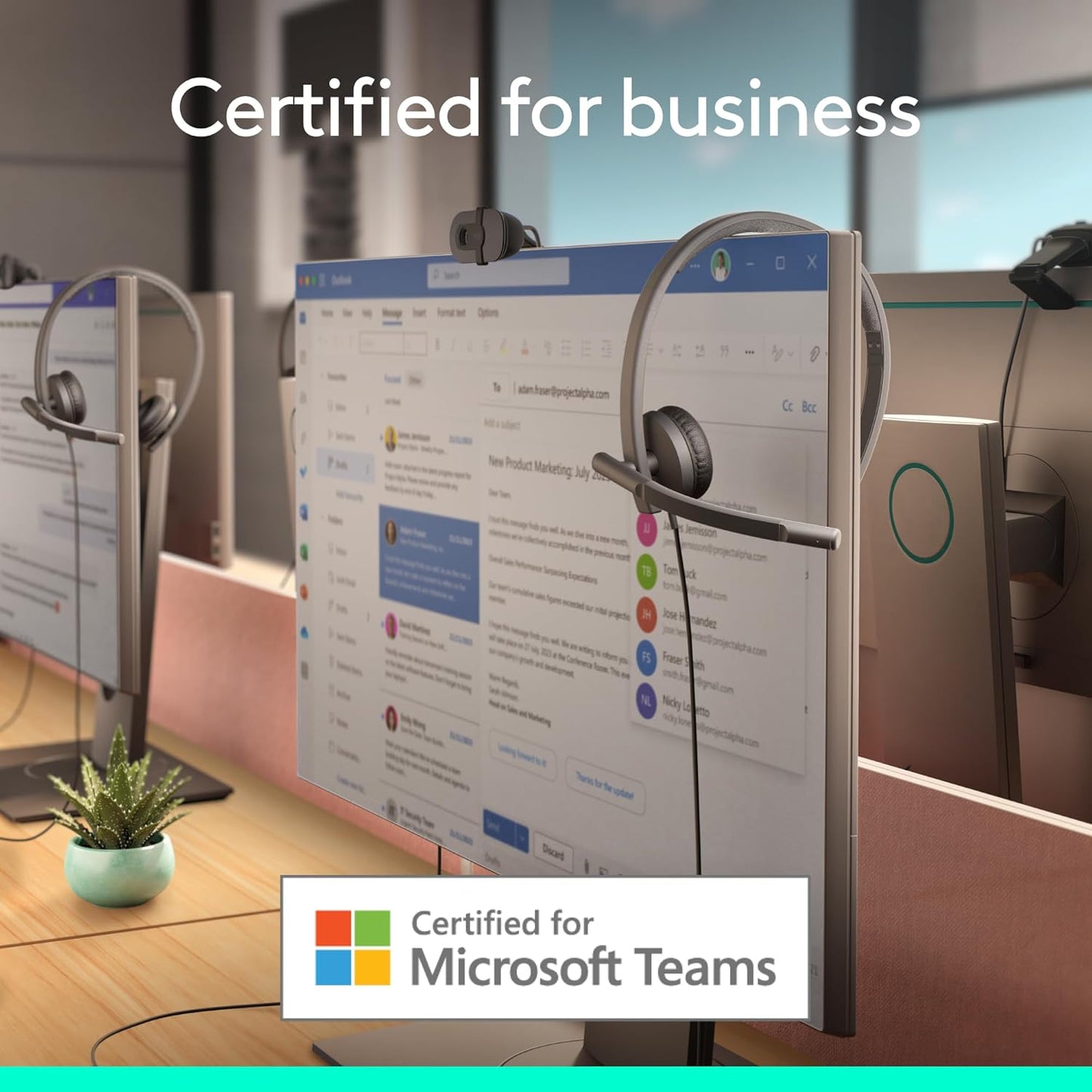 Logitech H570e USB Headset Microphone Teams Certified