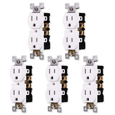GE 41869 Tamper Resistant Grounding Duplex Outlet 5-Pack