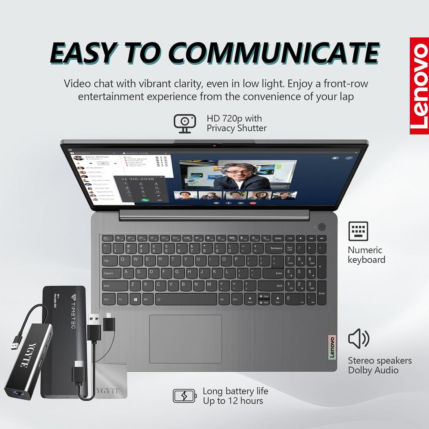 Lenovo IdeaPad 3 Laptop 15.6 FHD IPS Touchscreen Notebook