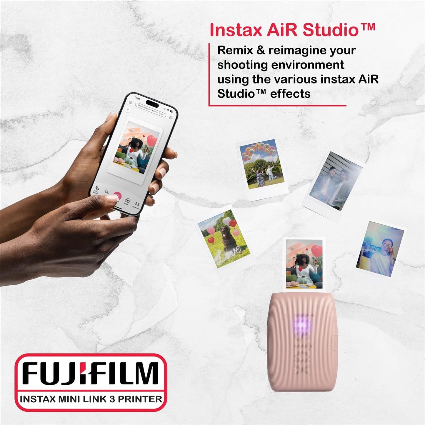 Fujifilm Instax Mini Link 3 Smartphone Printer Bundle Pink