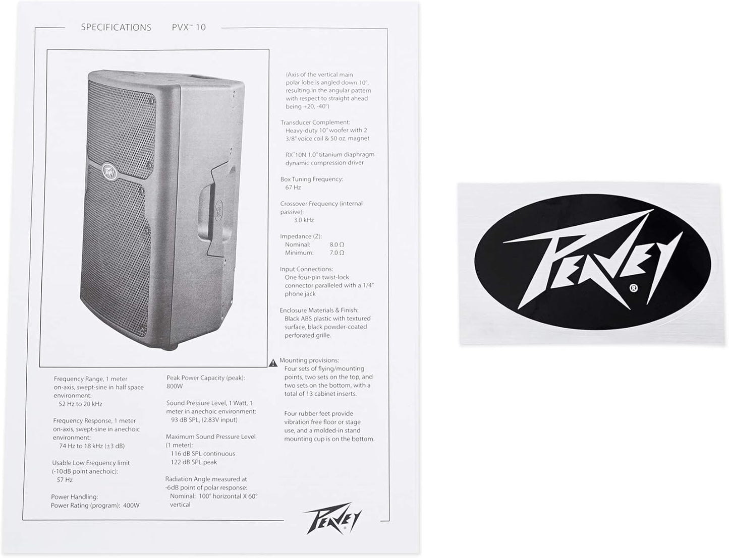 Peavey (2) PVX10+RVSS2-TSNL4 10" PA Speaker Set Stands Cables