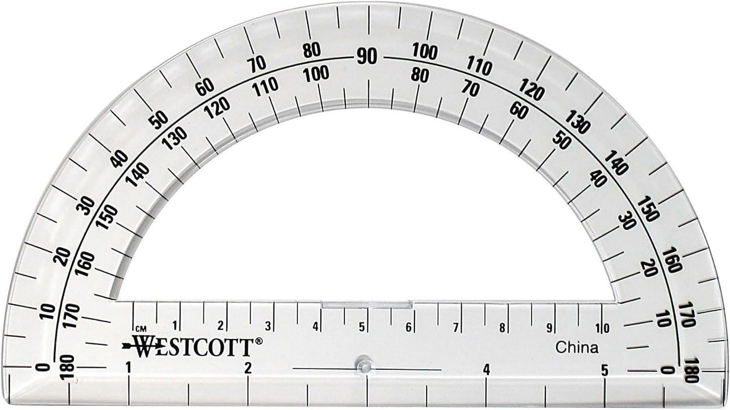 Westcott 11200 6-Inch Clear Plastic Protractor