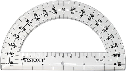 Westcott 11200 6-Inch Clear Plastic Protractor