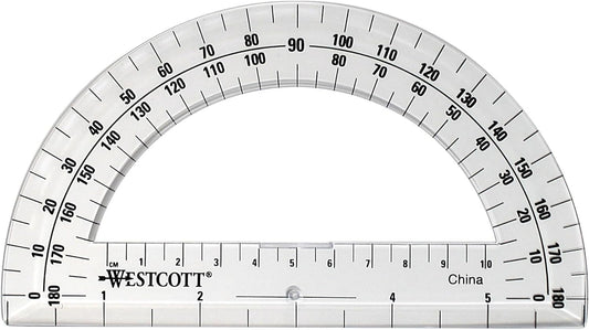 Westcott 11200 6-Inch Clear Plastic Protractor