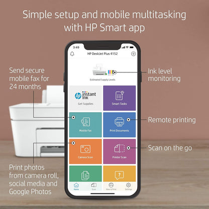 HP 7FS74A DeskJet Plus 4152 All-in-One Printer Renewed