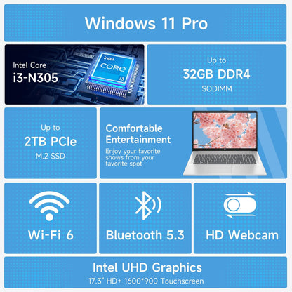 HP TPN-I139 17.3" Touch Laptop - i3, 16GB, 512GB SSD, Win 11 Pro