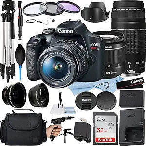 Canon EOS Rebel T7 DSLR Camera Bundle Two Lenses