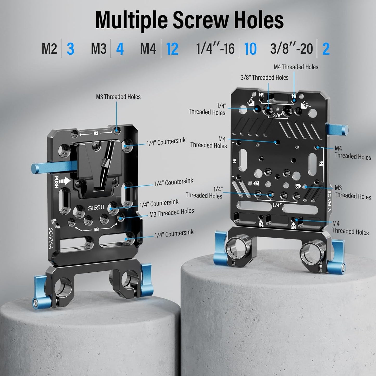 Sirui SC-VM-A V Mount Battery Plate Dual 15mm Rod Clamp