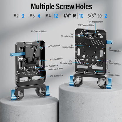 Sirui SC-VM-A V Mount Battery Plate Dual 15mm Rod Clamp
