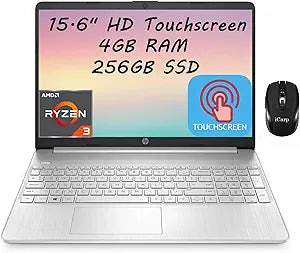 HP 2021 Flagship 15 - Ryzen 3 Laptop, Touchscreen + Wireless Mouse — main product image